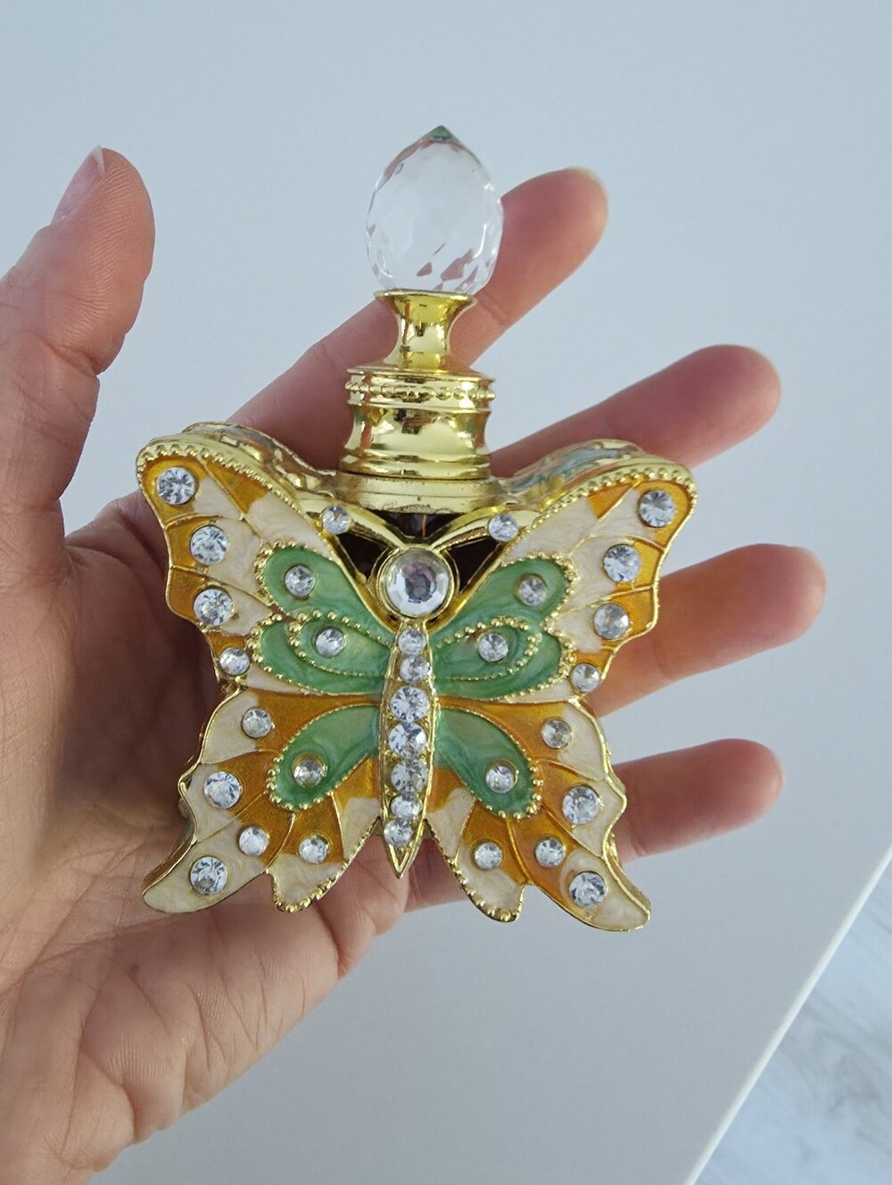 Vintage Crystal Butterfly Perfume Bottle